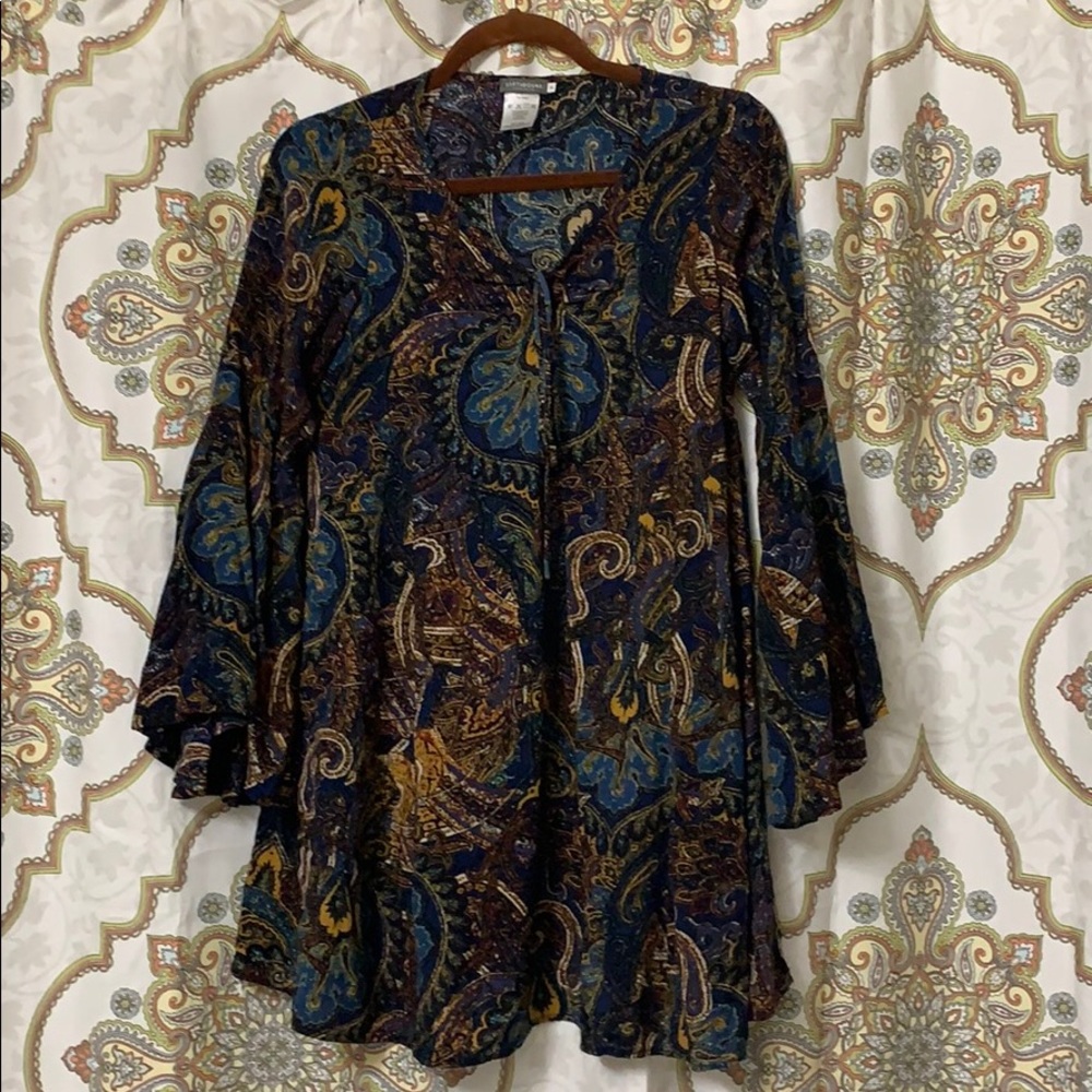 Hippie boho Top or dress dark paisley and flowy